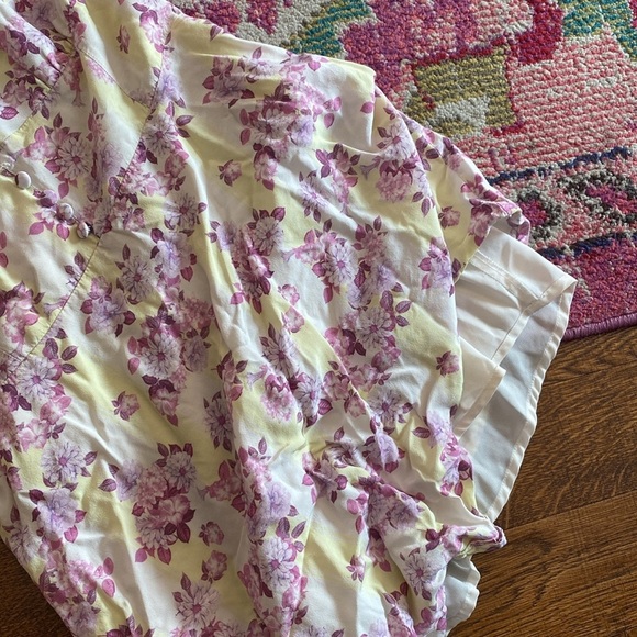 For love and lemons / Atlanta yellow purple puff sleeve floral  Mini Dress M - Picture 5 of 7